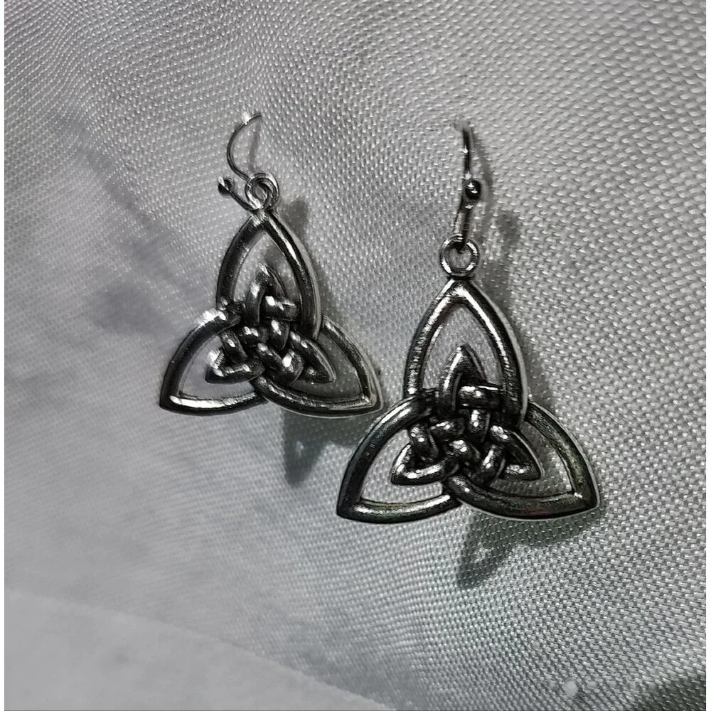 Silver Tone Celtic Knot Earrings